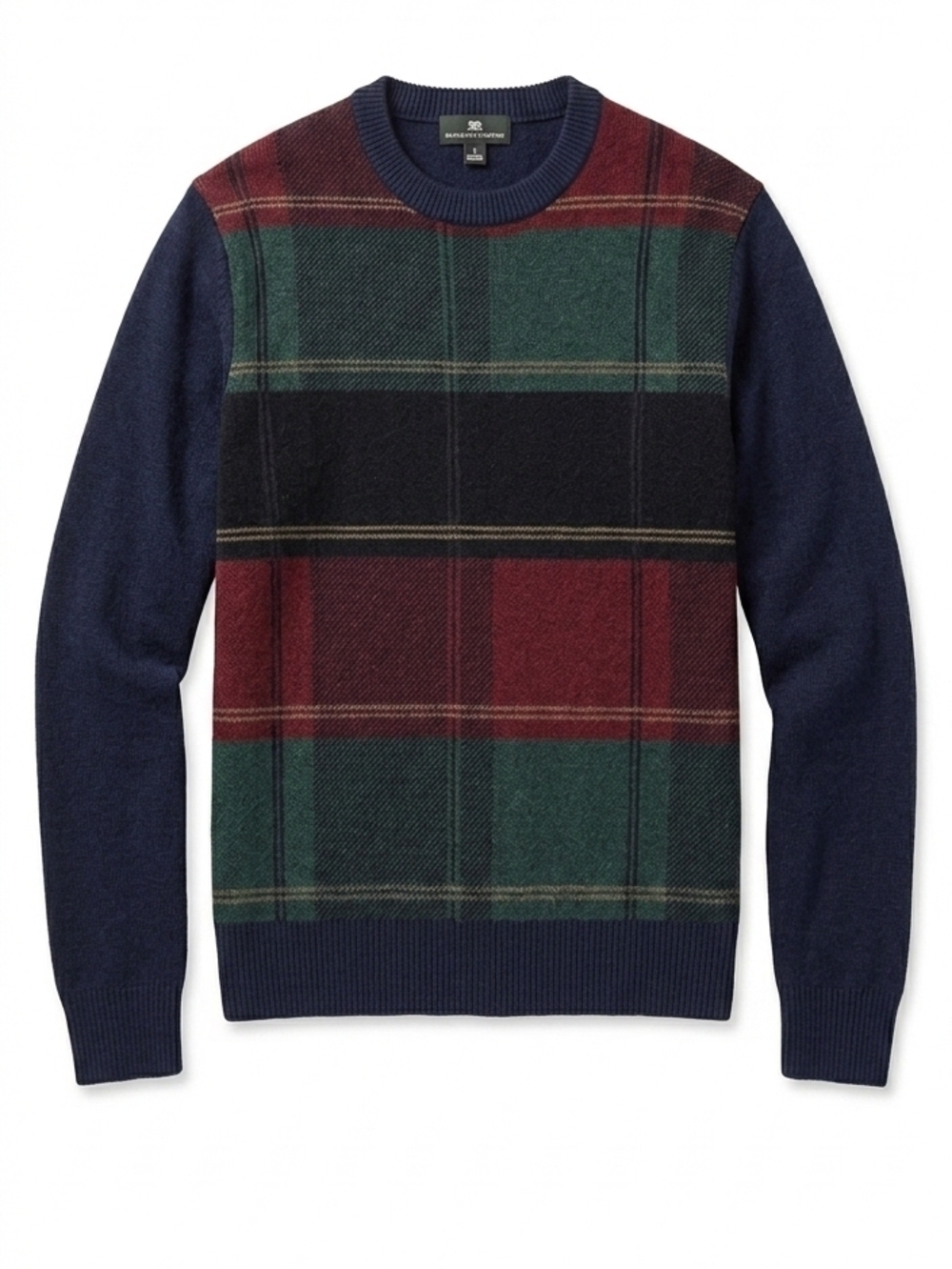 [Arnold Palmer] Golf Classic Crewneck Plaid Lightweight Knit Long Sleeve Sweater